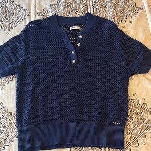 Sonoma Short-Sleeve Crochet Knit Sweater